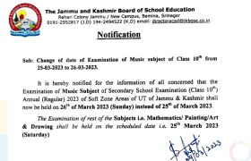 JKBOSE 10th Revised Date Sheet 2023, Check Time Table, Subject Wise Dates